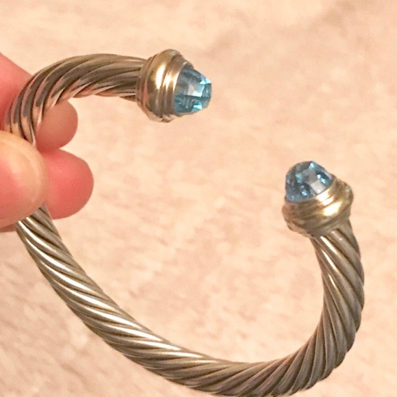 Cable Classics Bracelet w/Blue Topaz & 14K Gold - Picture 2 of 6